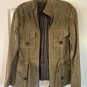 Moss Green Suede Safari Jacket